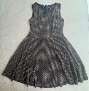 MelaLondon GoldMetallic Geometric SkaterDress FitFlare Black Polyamide Blend US6